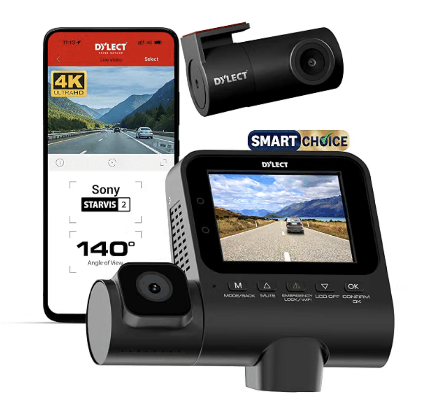 Dylect® Sense Smartchoice 4K Ultra 3 Channel Dash Cam Sony STARVIS 2