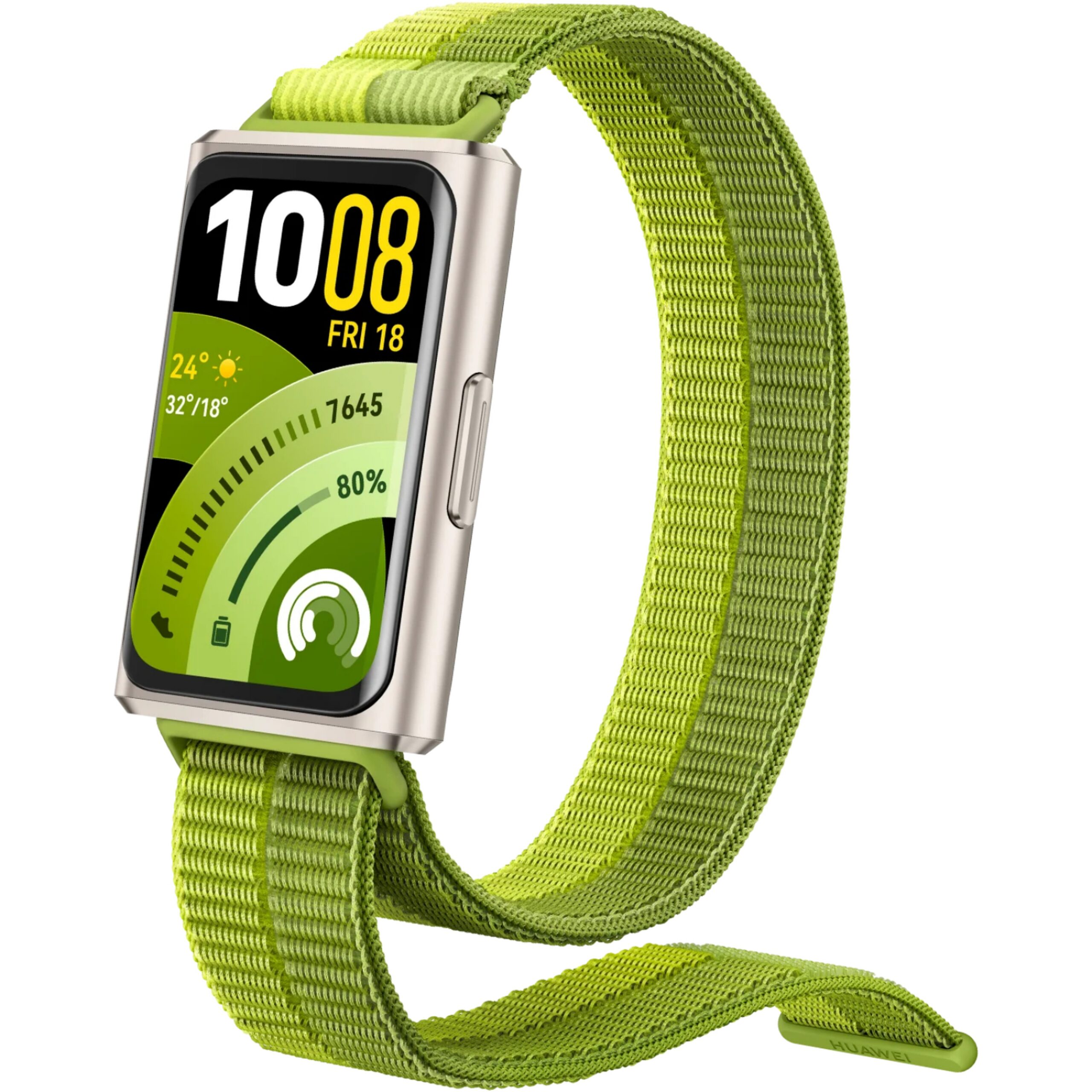 Huawei Band 11 Pro green front view aluminium fitness tracker with AMOLED display